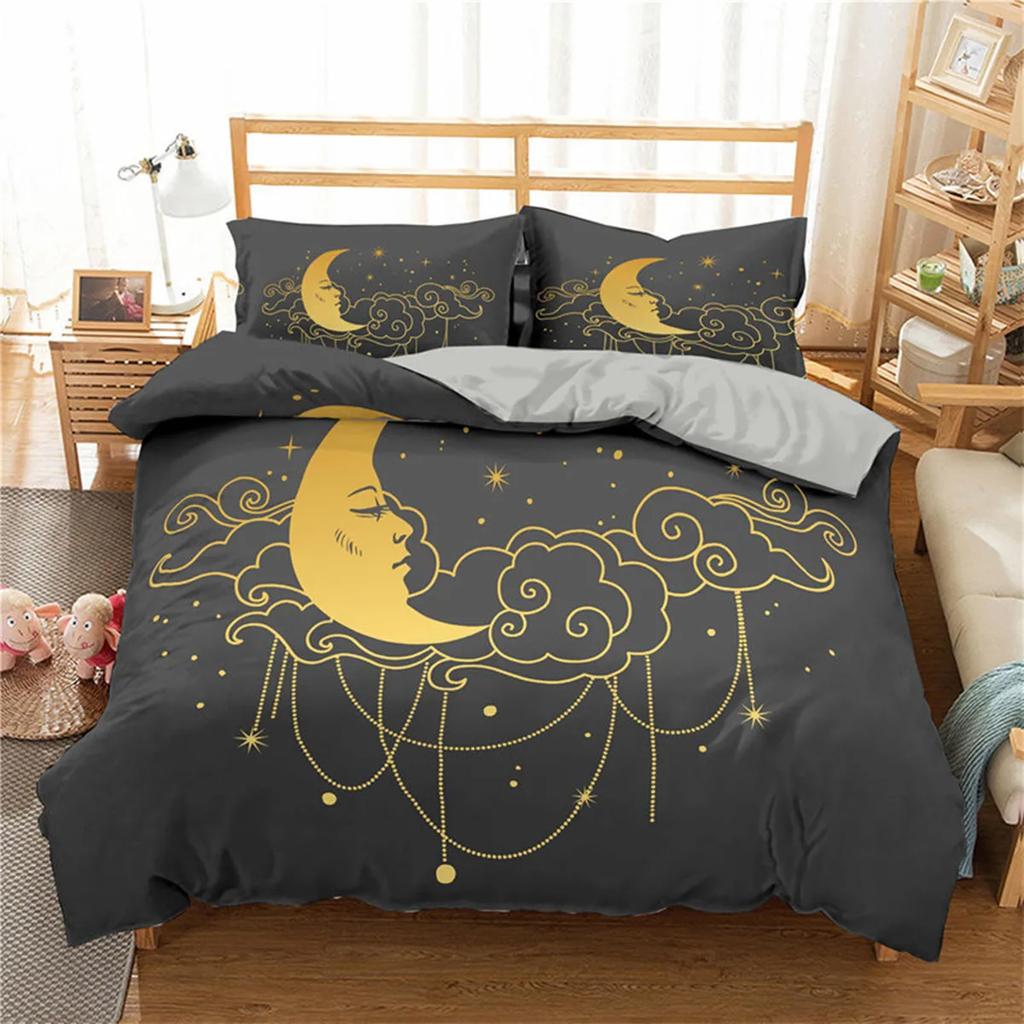 Dreamcatcher Bohemian Mandala Sun Moon and Feather Print Duvet Cover Microfiber Bedroom Decorations for Women Gifts Queen King