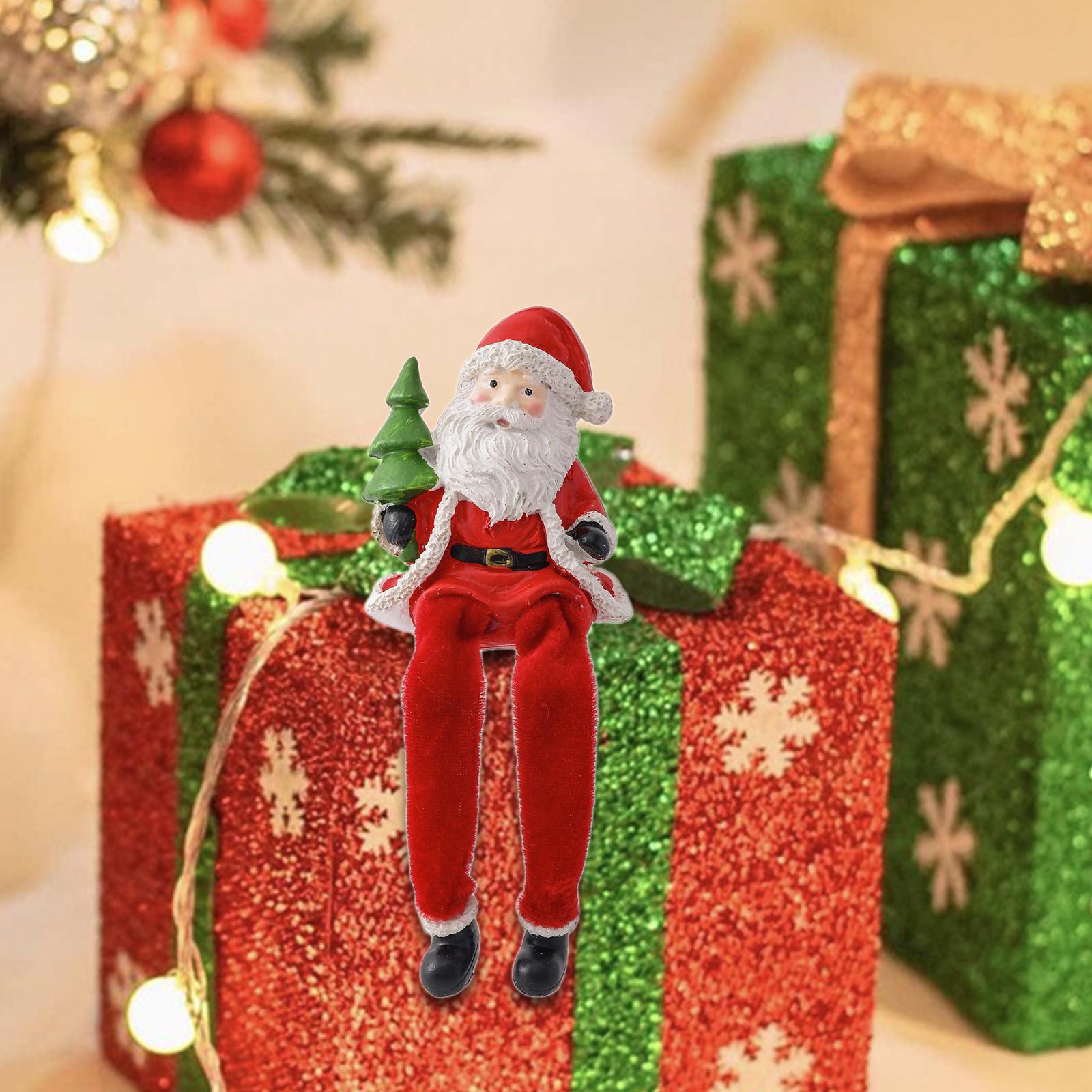 Сидящая фигурка Санты Куклы Санты с длинными ногами Коллекционная рождественская фигурка Рождество