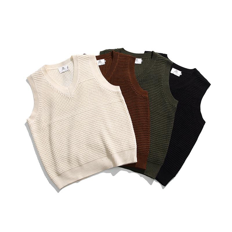 Men's Loose V-Neck Solid Color Sweater Vest - Autumn/Winter Korean Style Sleeveless Knitwear