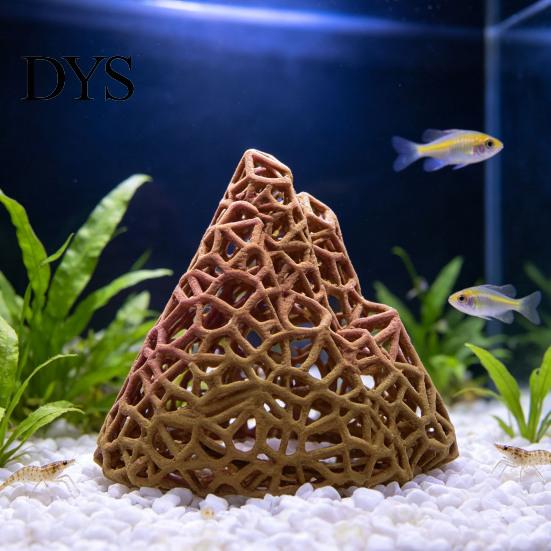 Plastic Mountain Decor Aquarium Shrimp Hide, 3D Printed Hollow Mountain, Small Fish Tank for Betta Hideout Cave, Ornament Shelter Cave