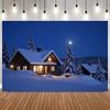 Snow Winter Christmas Village Background Pine Tree Houses Backdrop New Year Home Decoration Photography Photo Studio Props12