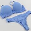 Sexy Lace Push-up Bra and Thong Set Plus-size Anti-sagging Lingerie with Skin-friendly Comfortable Panties