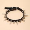 Long Spike Choker Punk Faux Leather Collar  Goth Style Necklace Accessories