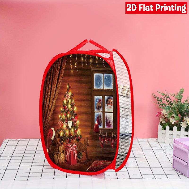 1Pcs Christmas Red Black Plaid Snowman Pop-Up Laundry Hamper Expandable Mesh Hamper Basket for Room Bedroom Bathroom Organization Contemporary Storage