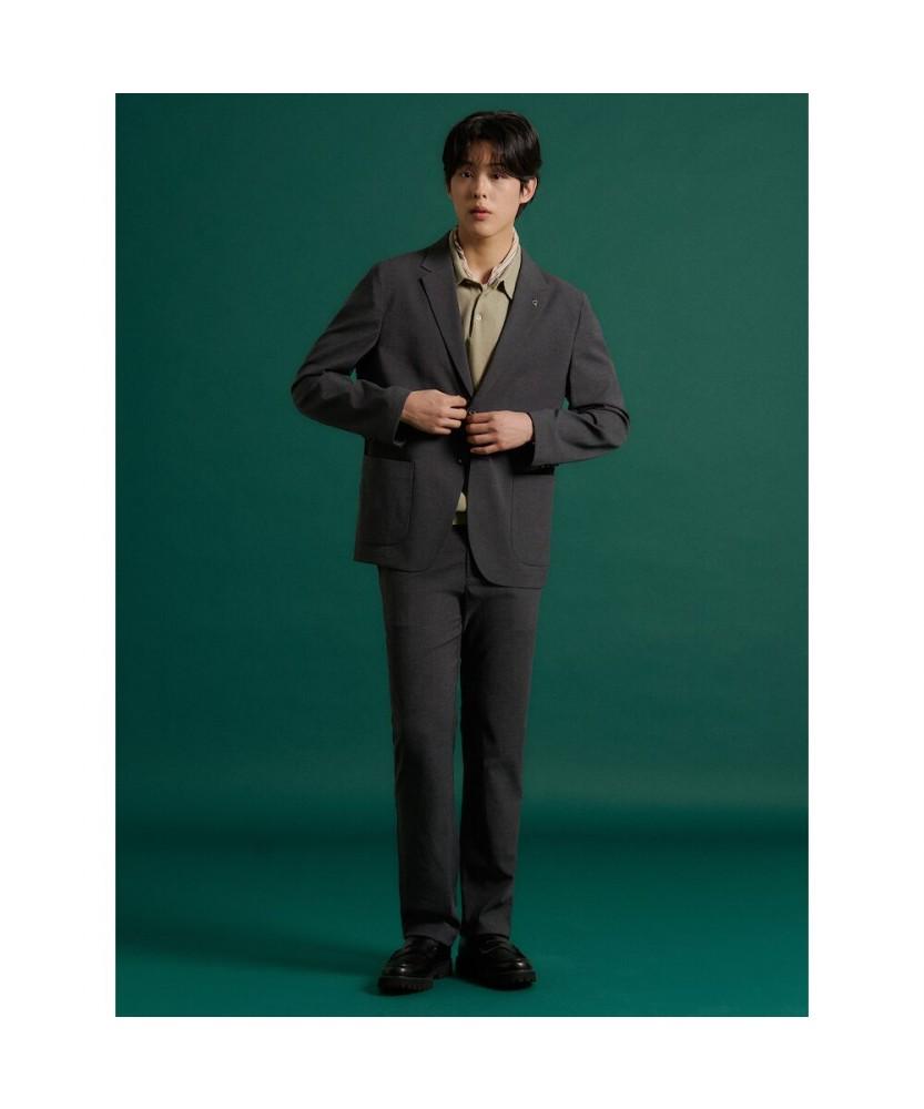 Binpolmen Seersucker Pattern Set-Up Standard Fit Pants Ash