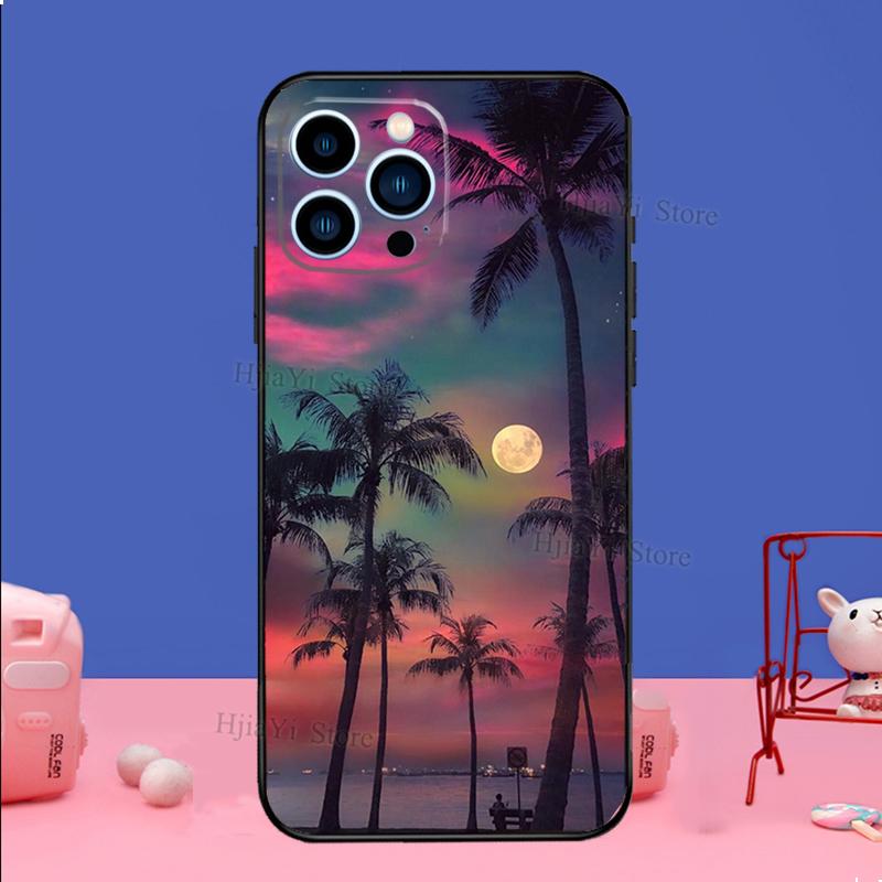 Stars Space Palm Trees Phone Case For iPhone Samsung Galaxy Redmi Xiaomi Oppo OnePlus Note S A 7 8 9 10 11 12 13 14 20 21 22 23 53 54 Pro Max Ultra