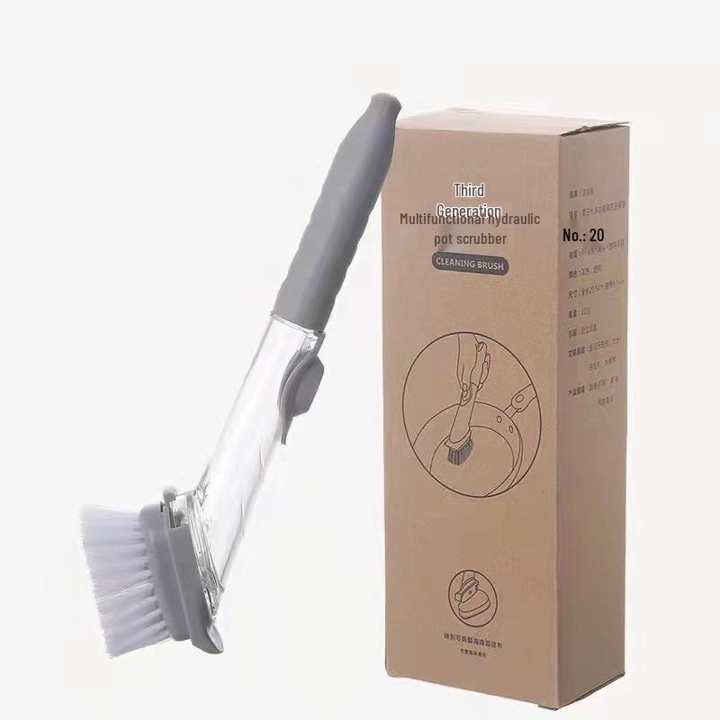 Automatic Liquid Dispensing Dishwashing Brush with Long Handle - Non-Stick Oil Cleaning for Kitchen
