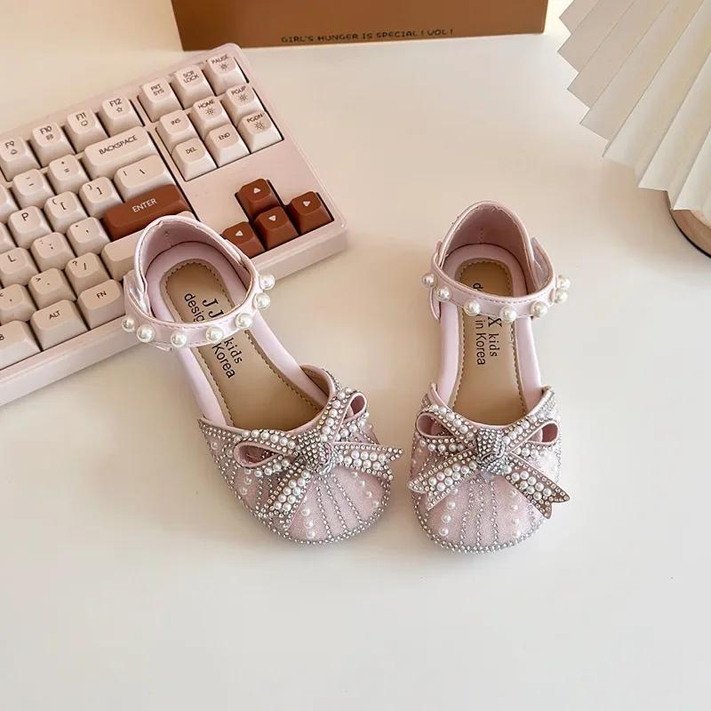 Girls Sandals Soft Bottom Crystal Princess Shoes Toddler Footwear Summer New Style Head Covered Kids Footwear Small Girls