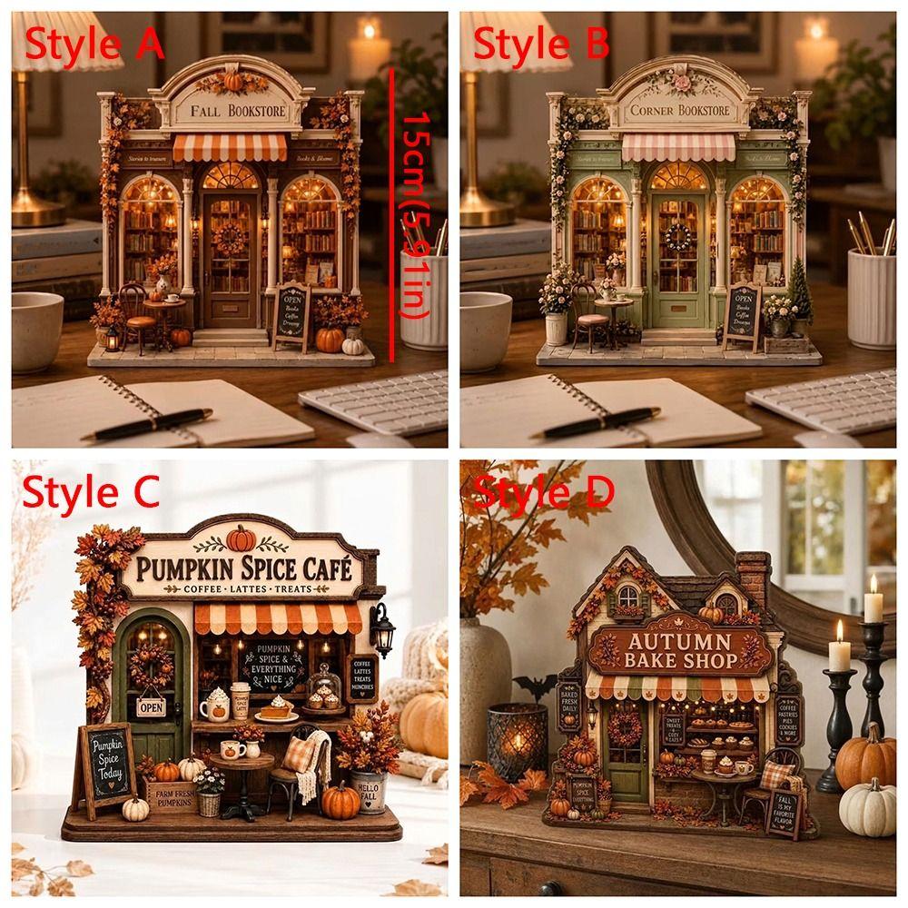 Vintage Autumn Pumpkin Cafe Plaque 2D Flat Bookstore Tabletop Sign  Home Tabletop Decor