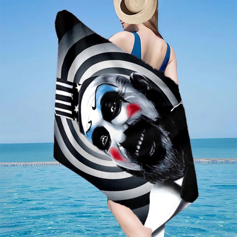 Horror Clown Laughing Beach Towel, Super Soft Microfiber, Gift for Her/Him, Birthday, for Pool, Beach, Travel, Home Decor Fan gifts