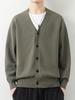 Korean INS Style Men's Plus Size V-Neck Cardigan - Warm Knitted Sweater for Fall/Winter