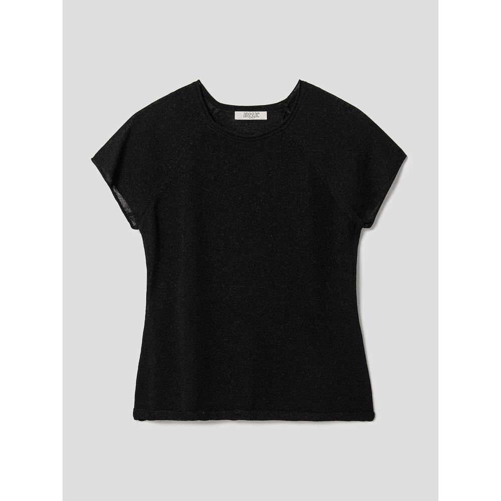 Anggae Basic Fine Knit T-Shirt Black