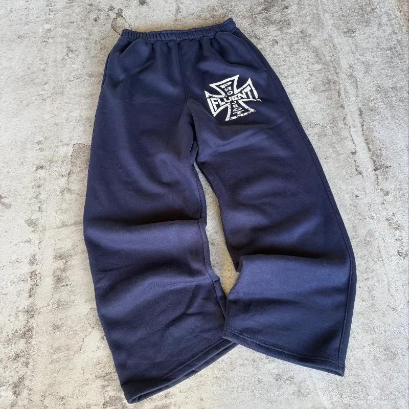 Fashion Trend Brand High Street Sports Sweatpants Men Y2k Loose Straight Pants Hip Hop American Couple Goth Vintage Pants