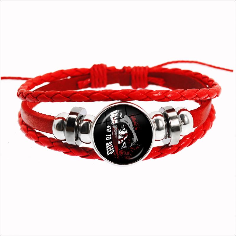 Fashion Accessory Gift For Kids Hot Creepypasta CREEPY PASTA TICCI TOBY Bracelet Glass Leather Bangle JEFF THE KILLER