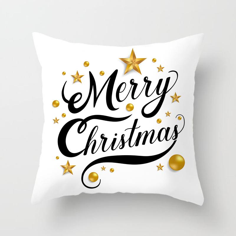 Merry Christmas Printed Pillowcase Christmas Style Cushion Cover Home Sofa Decor Throw Pillowcase