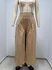 2026 Spring/Summer Women's Casual Loose Cotton Ruched Distressed Mid-rise Pants