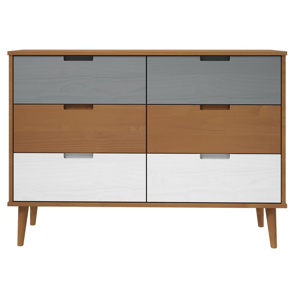Vidaxl Chest of Drawers Molde, Brown, 113X40X80 Cm, Solid Pine Wood