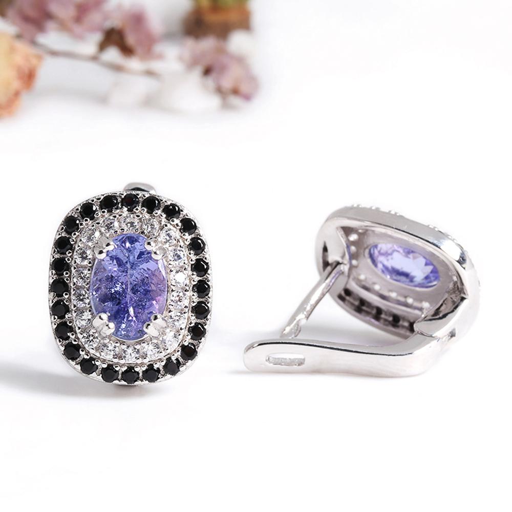 Super Luxury Real Gems Natural inclusion quality blue Tanzanite earrings 925 silver light luxury elegant jewelry gift for women