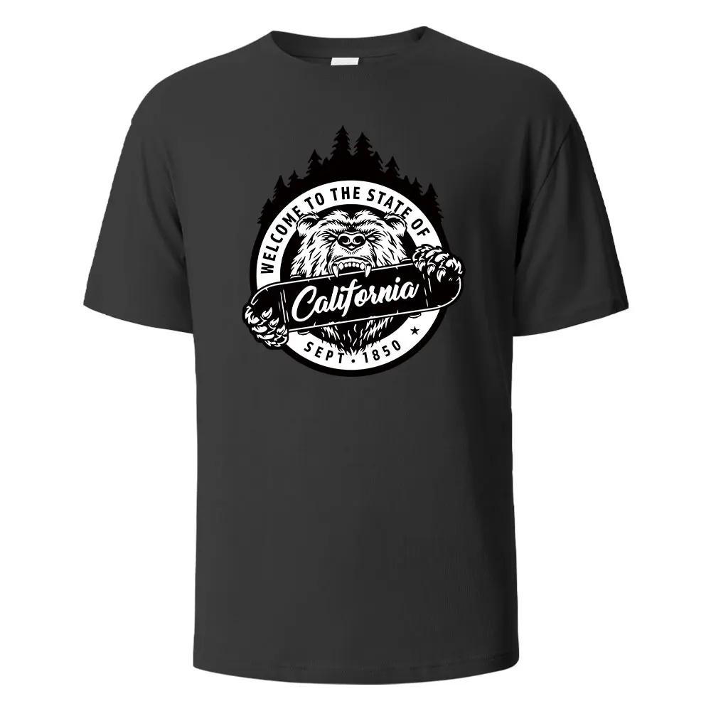 Herren Bedrucktes T-Shirt Kalifornien 100% Baumwolle Oberteile Für Herren Damen Sommer Atmungsaktiv Kurzärmelig Rundhals Basic T-Shirts Herren Kleidung