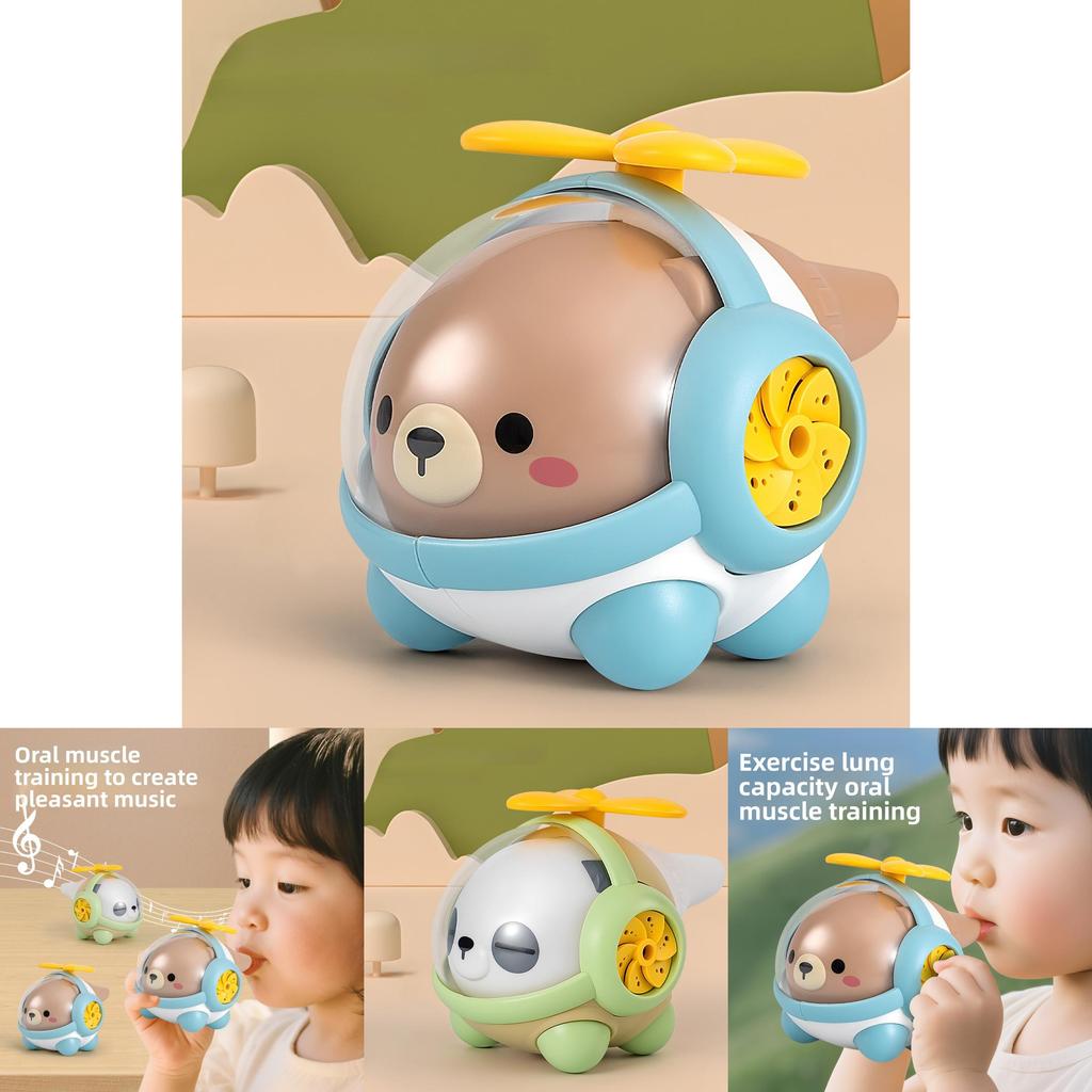 Childrens Plastic Panda Bear Airplane Toy With Horn Sound For Lung Exercise And Development