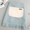 Mezzo Grembiule con Orlo Arricciato Grembiule con Pettorina Regolabile Tasca Grande Design a Righe Traspirante Grembiule da Vita in Cotone-Lino per Cucina, Cottura, Giardinaggio