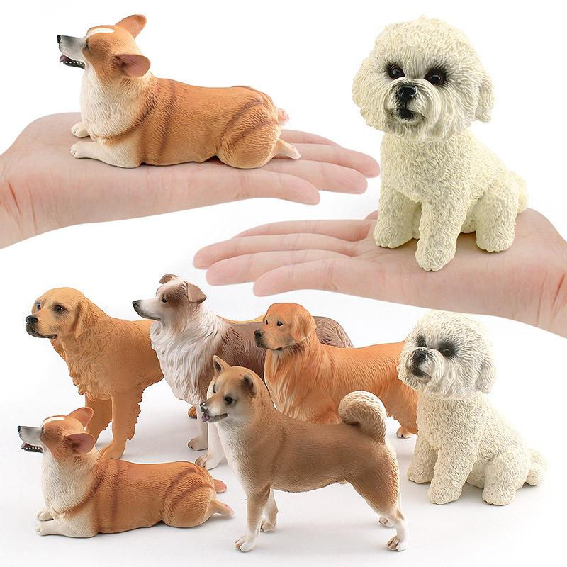 Simulation Animal Dog 6 Models Golden Retriever Teddy Shepherd Shiba Inu Corgi Pet Famous Dog Ornament Toy