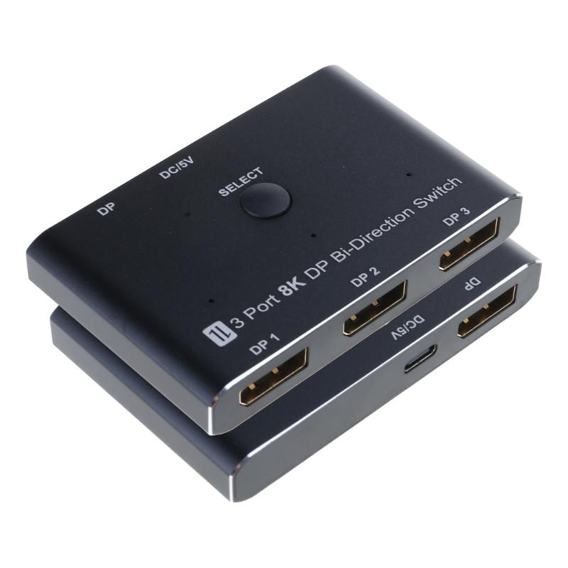 

8K30hx Switcher Bi Directional 3 Port DP1.4 to Multiple Screens Adapter Video Splitter 1