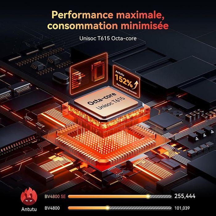 Blackview BV4800 SE Smartphone Incassable Android 15 6.56",5100mAh,12Go+64Go/2To,16MP+8MP, Dual SIM NFC Face ID - Noir