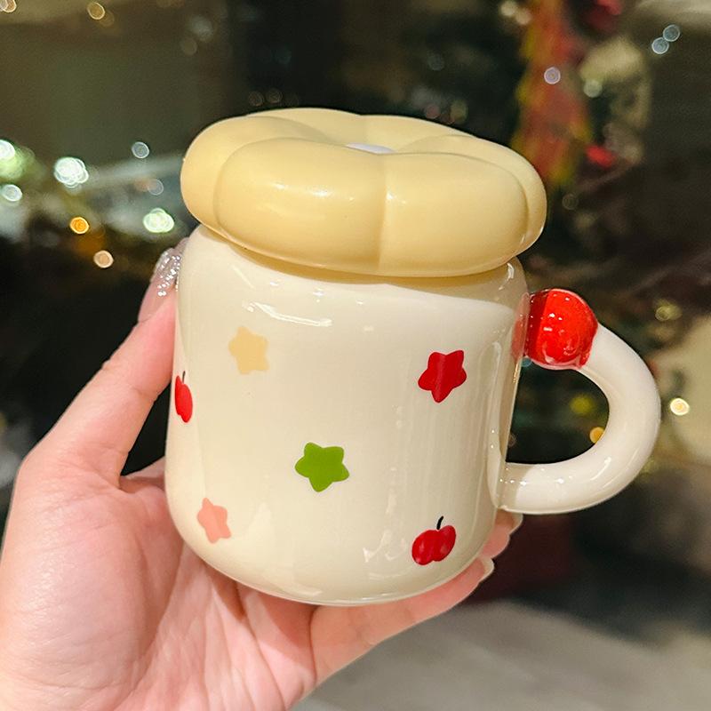 

Высококачественные герметичные кружки с цветами и КРЫШКАМИ Розовые и девчачьи офисные кофейные чашки Керамические чашки для воды в качестве сувениров 450ml