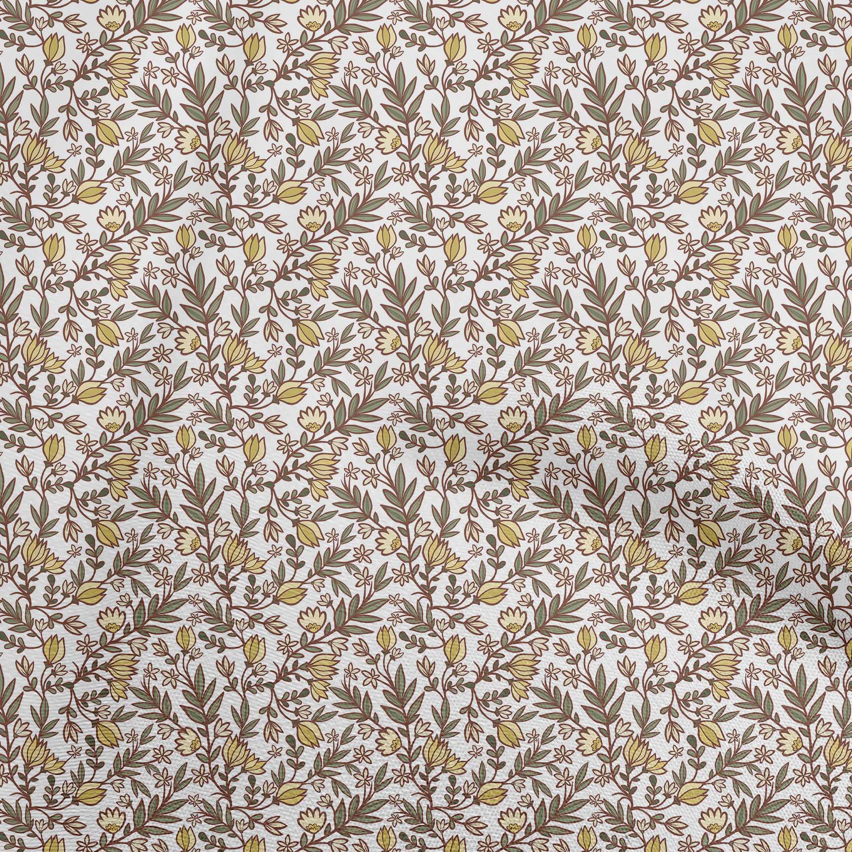 

oneOone Cotton Flex Light Beige Fabric Floral Retro Sewing Craft Projects Fabric Prints By Yard 40 Inch 42 Inch Wide - Viscose Chiffon жовтий