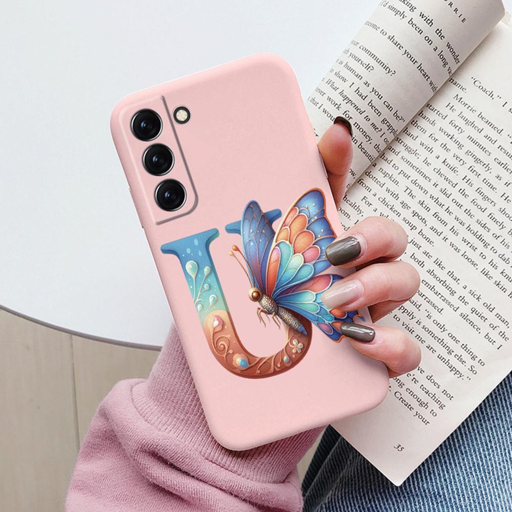 Phone Case Women For Samsung Galaxy S21 FE S22 Plus Girls Bumper Cover Colorful Letter Flower Butterfly Love samsang s22 Ultra
