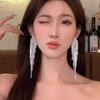 Long Tassel Earrings - New  Bold Statement Earrings with A Touch of Luxury. Perfect for Bridal Gowns and Special Occasions