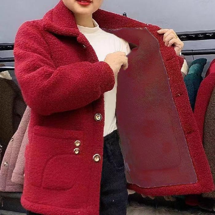 

Среднедлинное пальто из искусственной овчины на флисовой подкладке для женщин среднего возраста 2XL