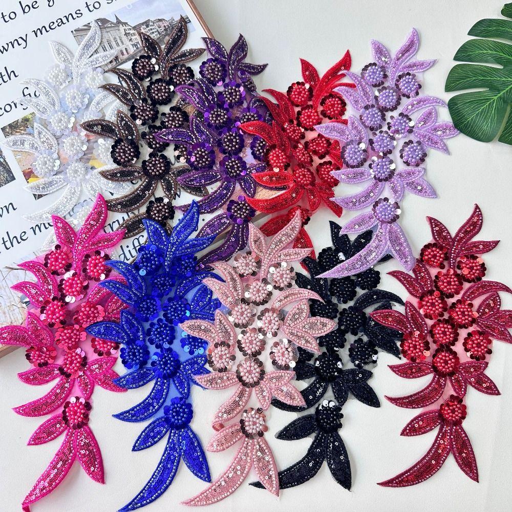 Funkelnde Perlen-Applikation Netz-Pailletten-Applikation DIY Dekorative Aufnäher DIY Handgemachte Accessoires