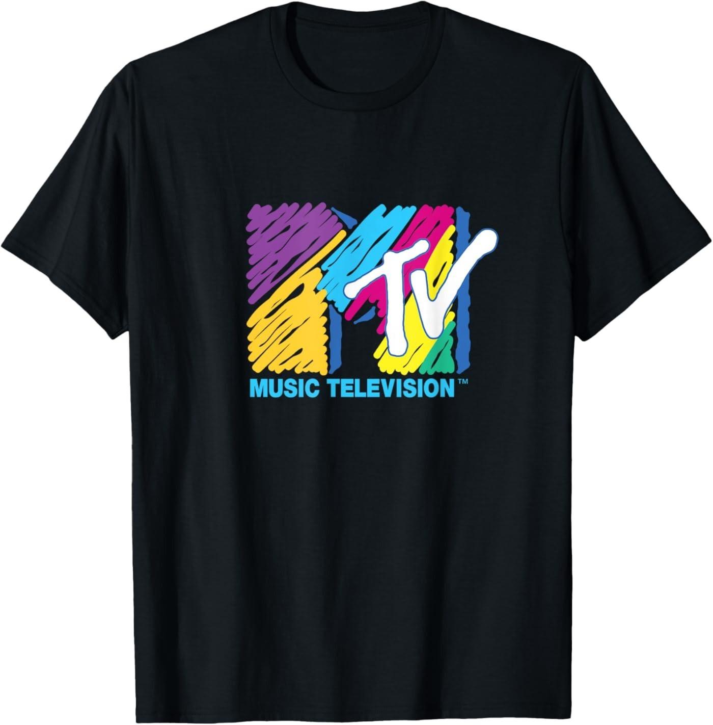 MTV - The official MTV Logo with great colors painted with big pen T-Shirt S разноцветный