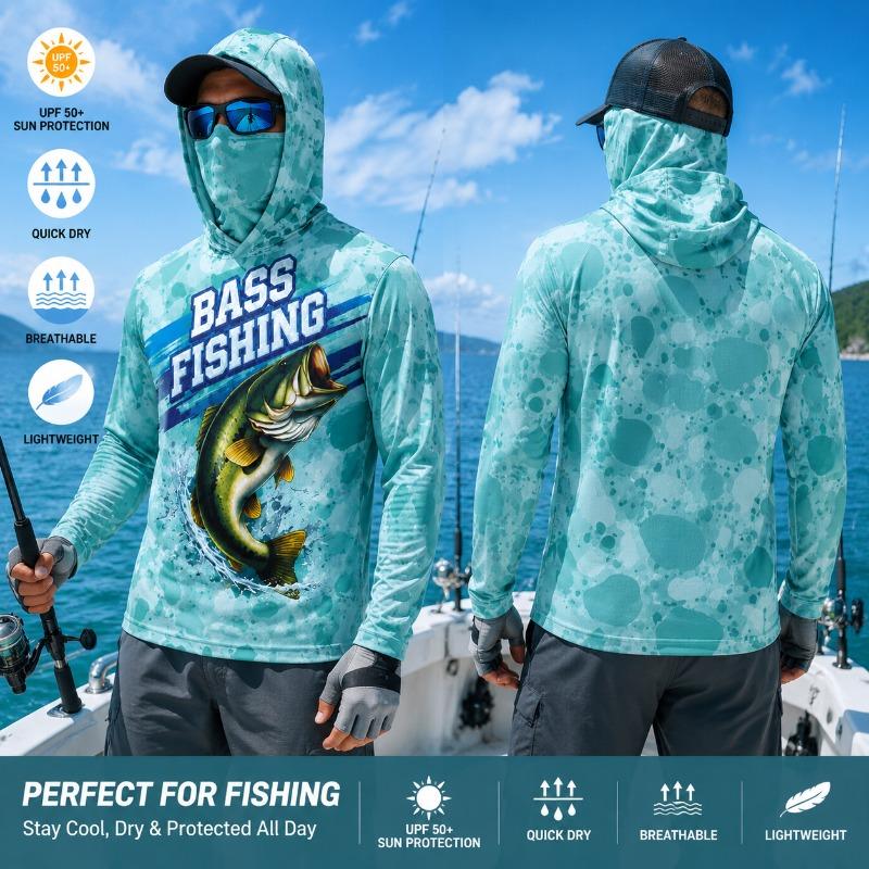 UPF 50+ Fishing Hoodie – Lightweight Sun Protection, Quick Dry Breathable Hooded Shirt for Bass Fishing & Outdoor Sport