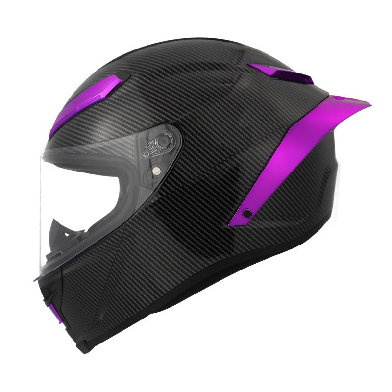 

Безопасный мотоциклетный шлем-интеграл с одним стеклом, для женщин и мужчин, гоночный шлем для мотокросса, шлем из углеродного волокна фиолетового цвета, одобрен ECE S
