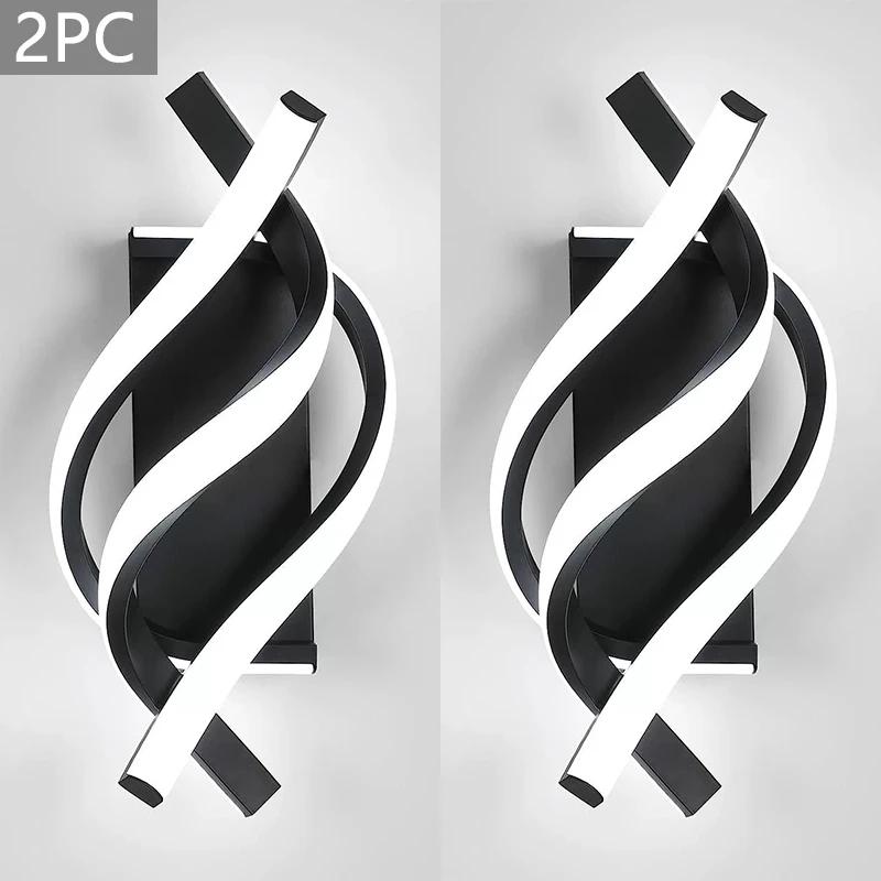 Modern LED Wall Lamp Home Line Decoration Wall Lamp Living Room Background Wall Bedroom Headboard Black White Lighting Lustre