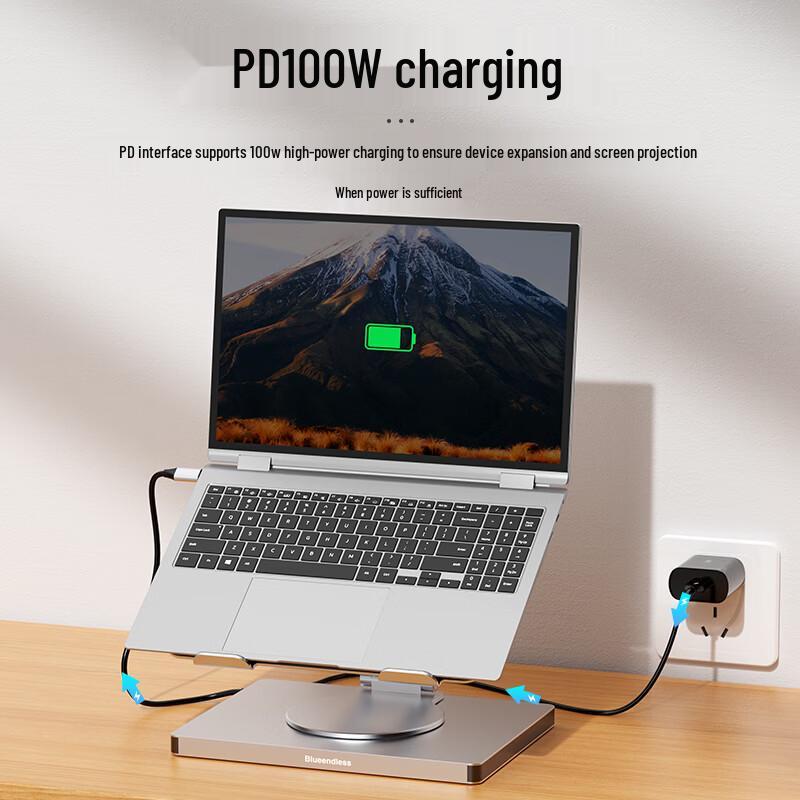 Lanshuo 10-Port USB-C Docking Station Laptop Stand