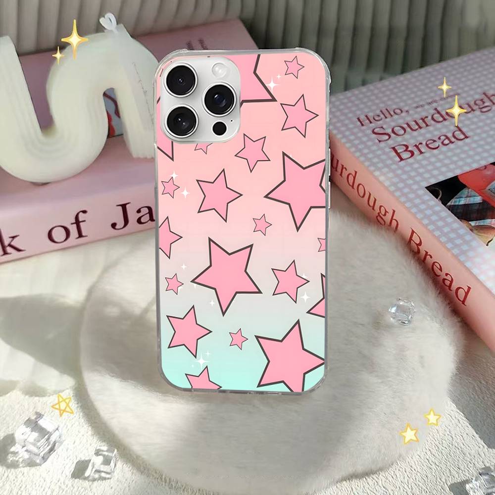Cartoon Star For IPhone 17 16 15 14 Plus 13 12 11 Pro Max Phone Cover Back Satin Colorful Surface