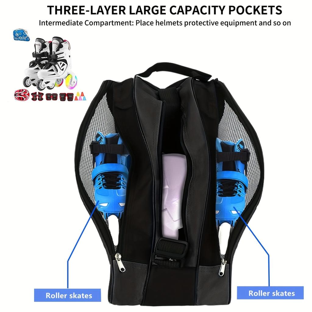 Handheld Skate Bag, Three-Layer Large Capacity Skate Storage Bag, Thickened Ice Skate Bag, Ideal Gift for Outdoor Sports, Skateboarders