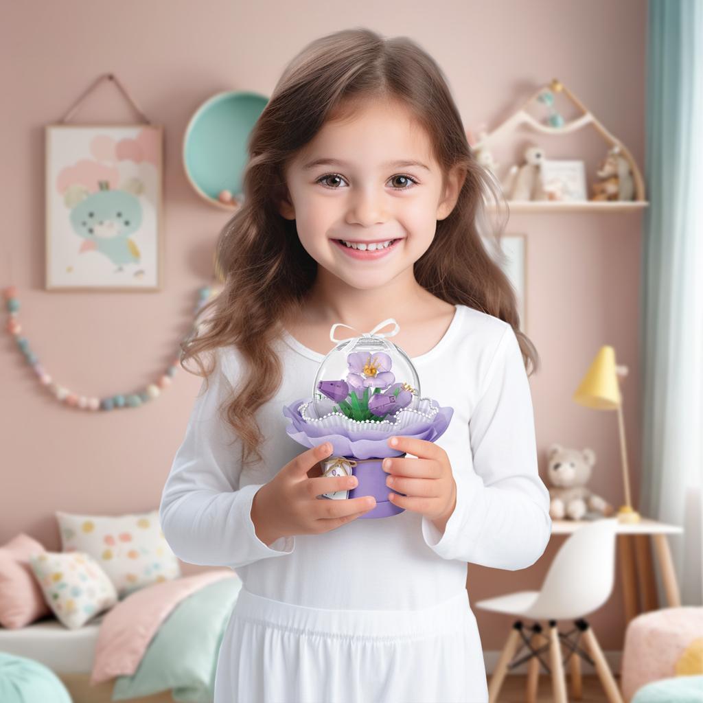 Diy Hand-assembled Flower Buildingblocks With Small Pieces, Everlasting Hand-held Flower Toys