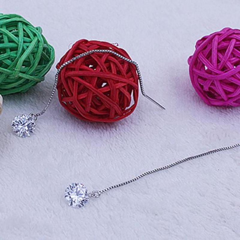 Stainless Steel Dangling Earrings with Large Cubic Zirconia Stones