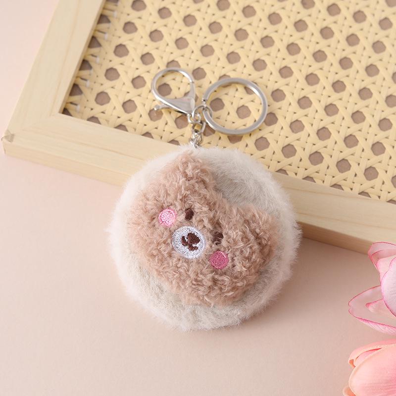 Cute Plush Bear Keychain: Portable Double-Sided Makeup Mirror for On-the-Go Touch-ups