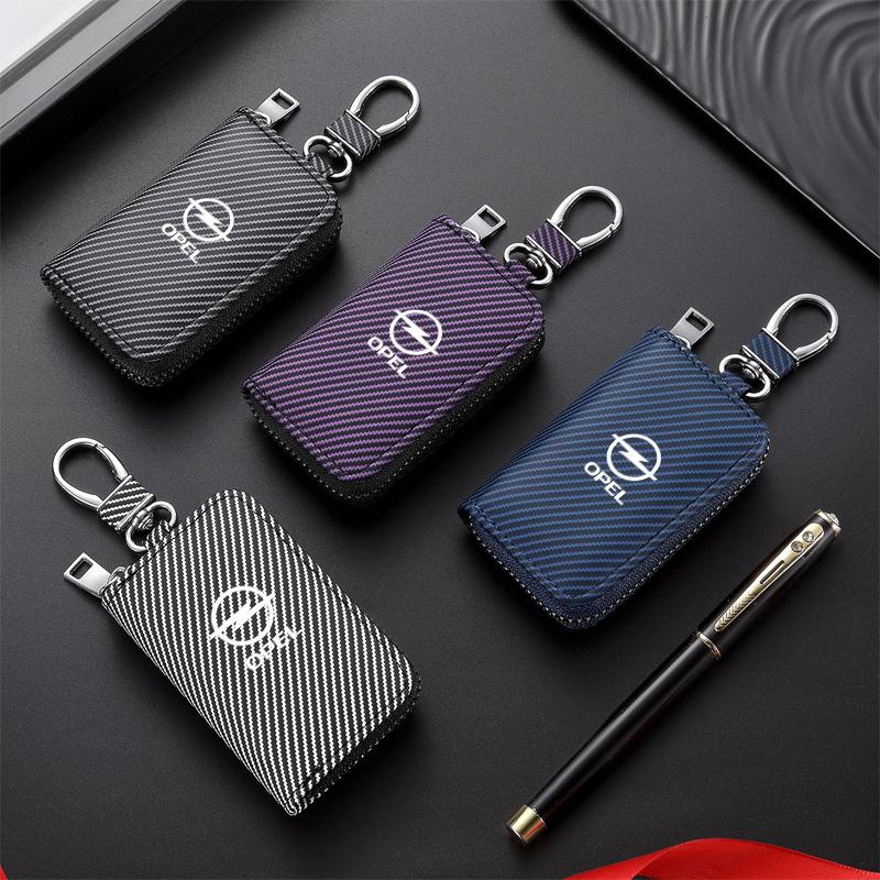 For Opel CorsaCarbon Fiber Car Key Zipper Bag Gift Badge Keys Case For Opel OPC Insignia Astra J H Vectra Combo Corsa D Mokka Zafira Grandland