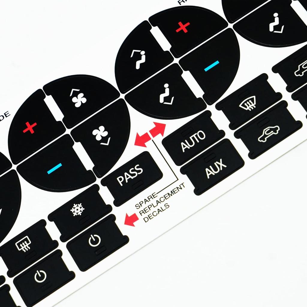 AC Button Repair Decal Dash Switch Stickers Black for Chevy Avalanche Silverado Suburban Tahoe GMC Sierra Yukon 2007-2014 Control Button Repair