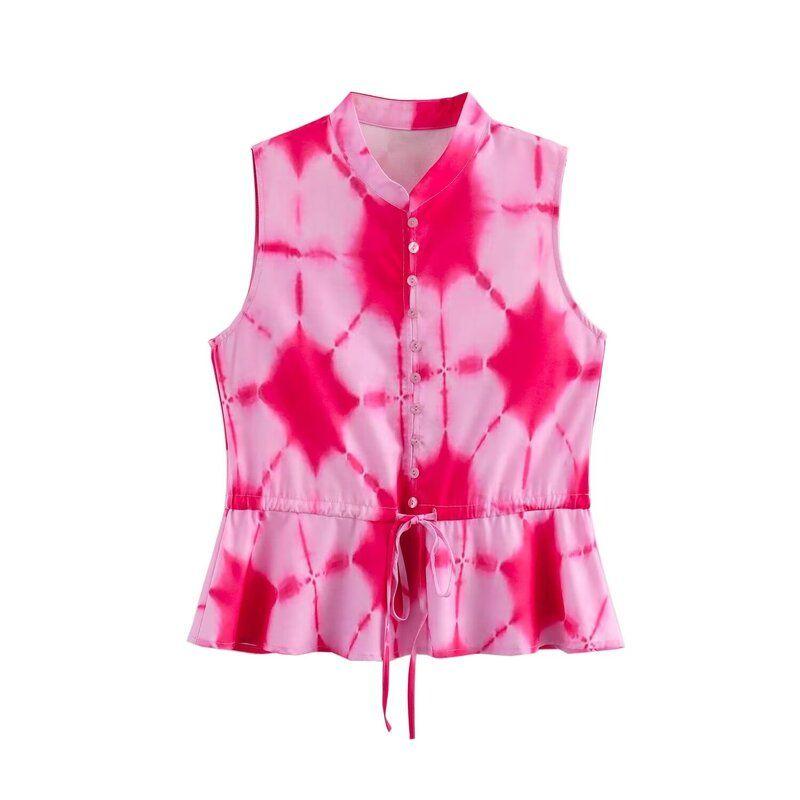Fashion Style 2024 Summer New Arrival Women's Clothing Stylish All-Matching Sleeveless Suit Print Tops Mid-Waist Skirt