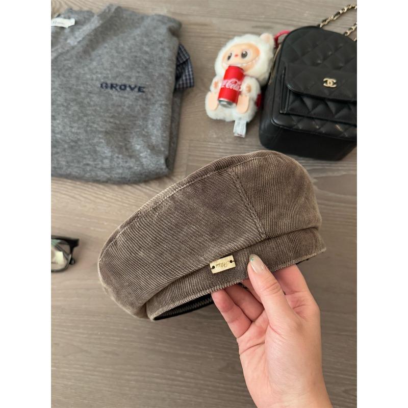 

Ретро вельветовый берет для женщин, осенний новый стиль, универсальный, подчеркивающий лицо, шляпа маленького художника M（56-58cm）