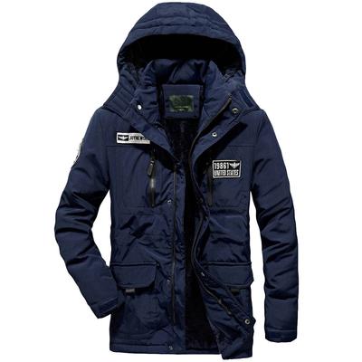 Men's Winter Fleece Thickened Warm Padded Jacket Business Casual Men's Middle-aged Hooded Padded Jacket