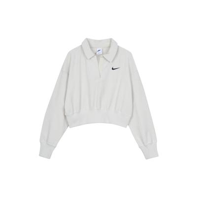 Felpa con Cappuccio Crop con Logo Sportswear Donna Top Light-Bone DV7815-072